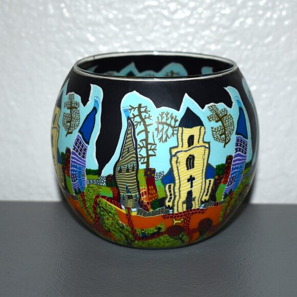 Hellman Versand Polymer Clay Halloween Houses Decorated Tea Light Votive Holder - Picture 2 of 5